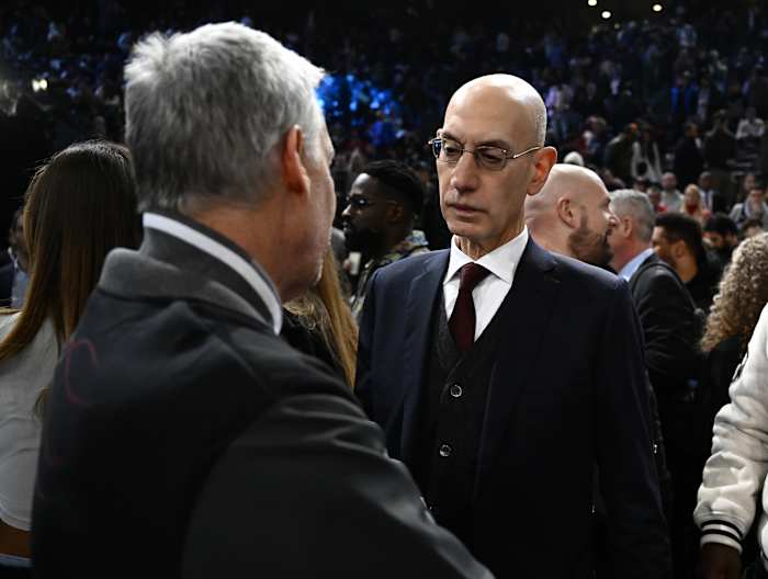 NBA commissioner Adam Silver attends the NBA Paris Game between the Brooklyn Nets and the Cleveland Cavaliers